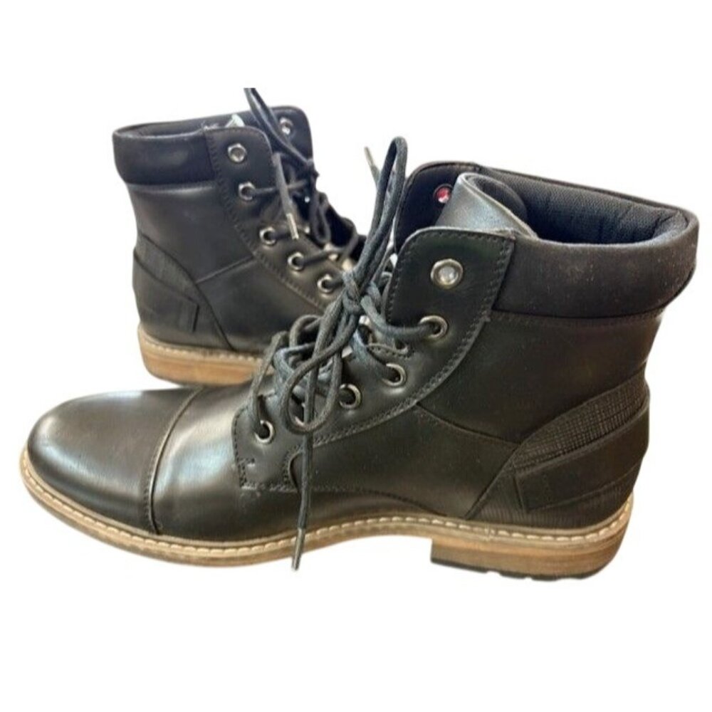 JF Riverside Black Lace-Up Ankle Boots 10M Mens Durable‎ Leather Look